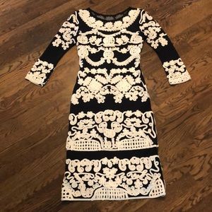 Betsy and Adam navy blue & cream appliqué dress 4